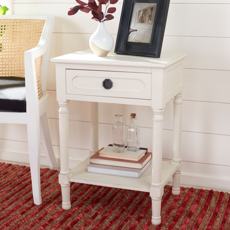 Pagel End Table with Storage, Distressed White