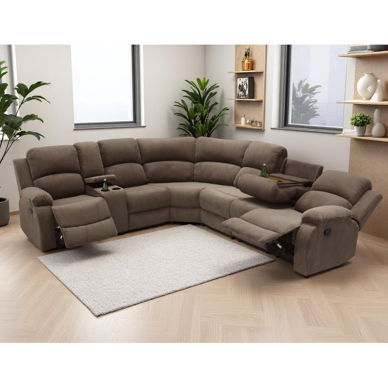 Ensemble de canapé modulaire inclinable 3 pièces, Café