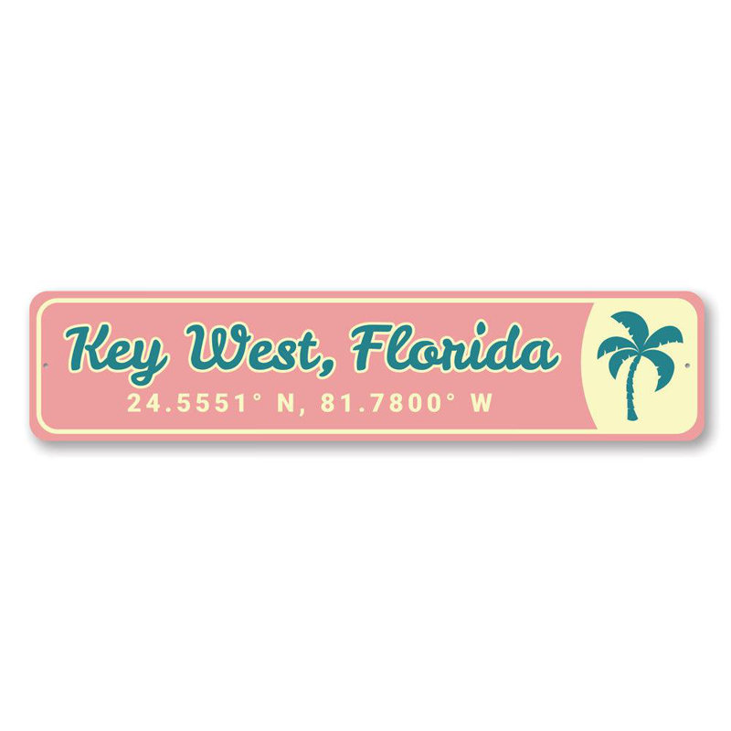 Enseigne en aluminium Key West Arrow, H 4 po x l 18 po x P 0,04 po