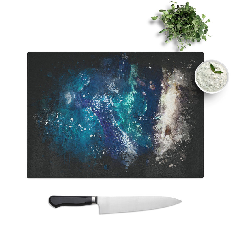 In Awe of the Ocean Paint Splash Chopping Board, 0.4cm H x 20cm W x 28.5cm L