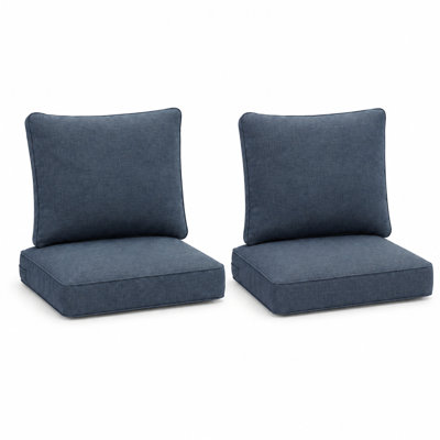 Outdoor Seat Cushion Chair Set Of 2, Cushions For Patio Furniture 24×24×4 Weather-Proof, Rain-Proof, Fade Resistant Patio Cushion For Chair, Sofa, And Couch, Navy Blue