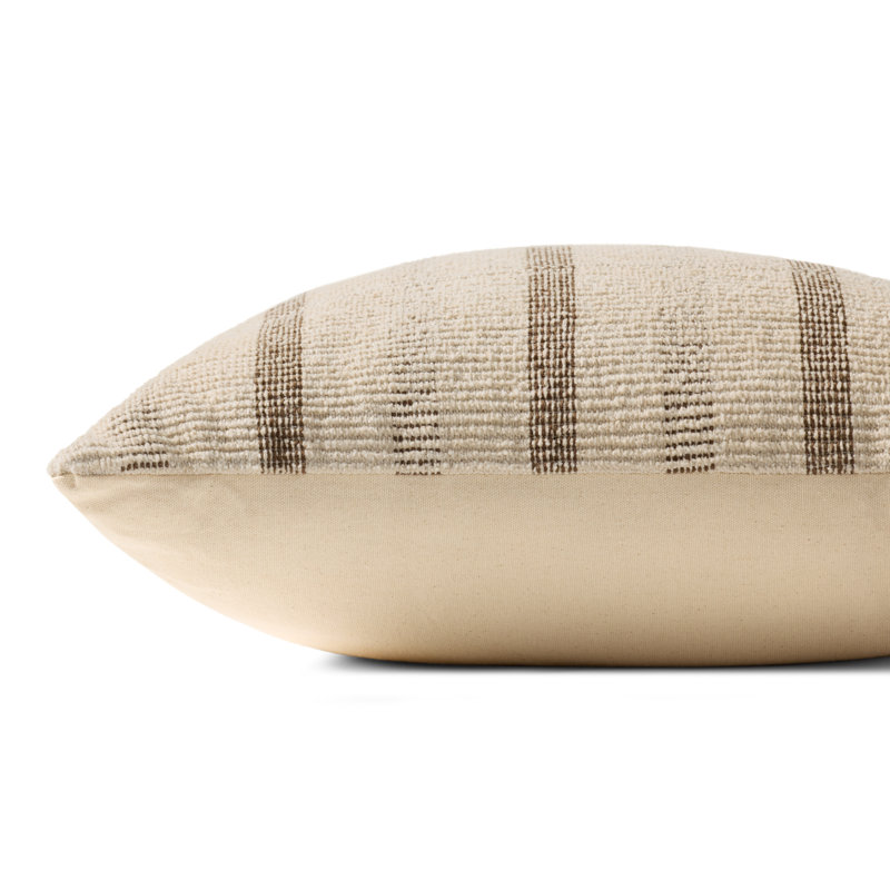 Coussin décoratif Loloi, Ivoire / brun rayé, Inférieur