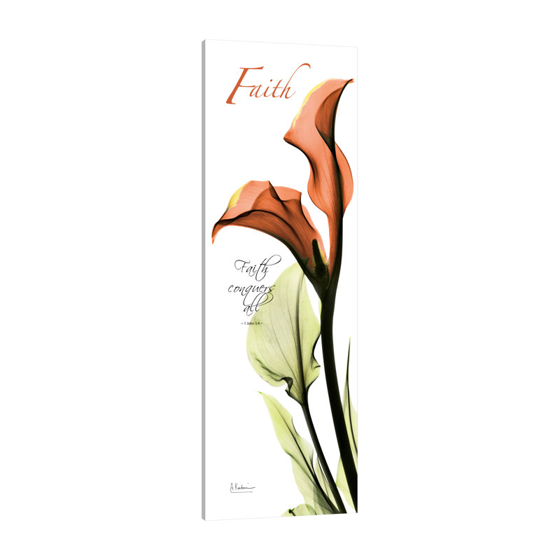 "Calla Lily Faith", toile tendue par Albert Koetsier, H 60 po x l 20 po x P 1,5 po