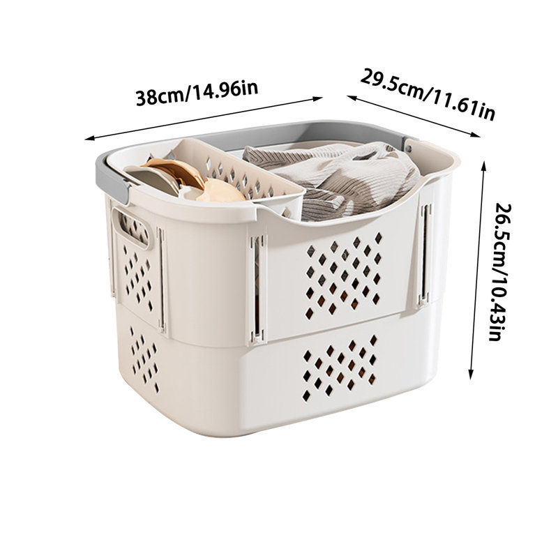 Folding Dirty Clothes Basket Household Large Capacity Bathroom Storage Dirty Clothes Basket Multi-layer Storage Basket With Handle