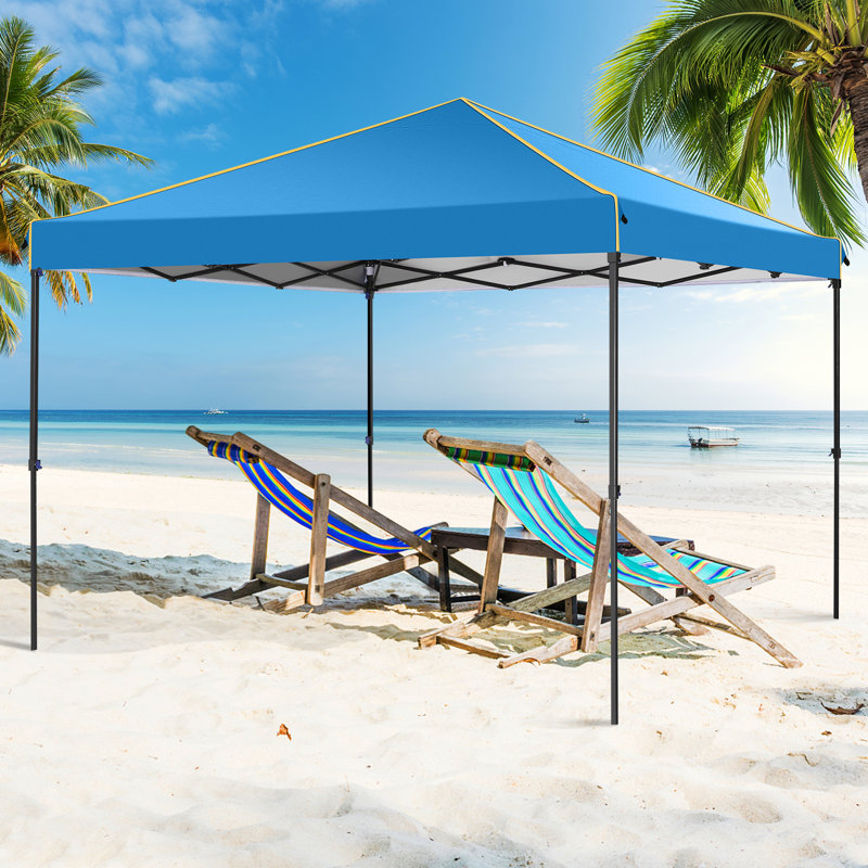 Auvent 10 x 10 avec fenêtres latérales et fenêtres ventilées avec moustiquaire, Bleu