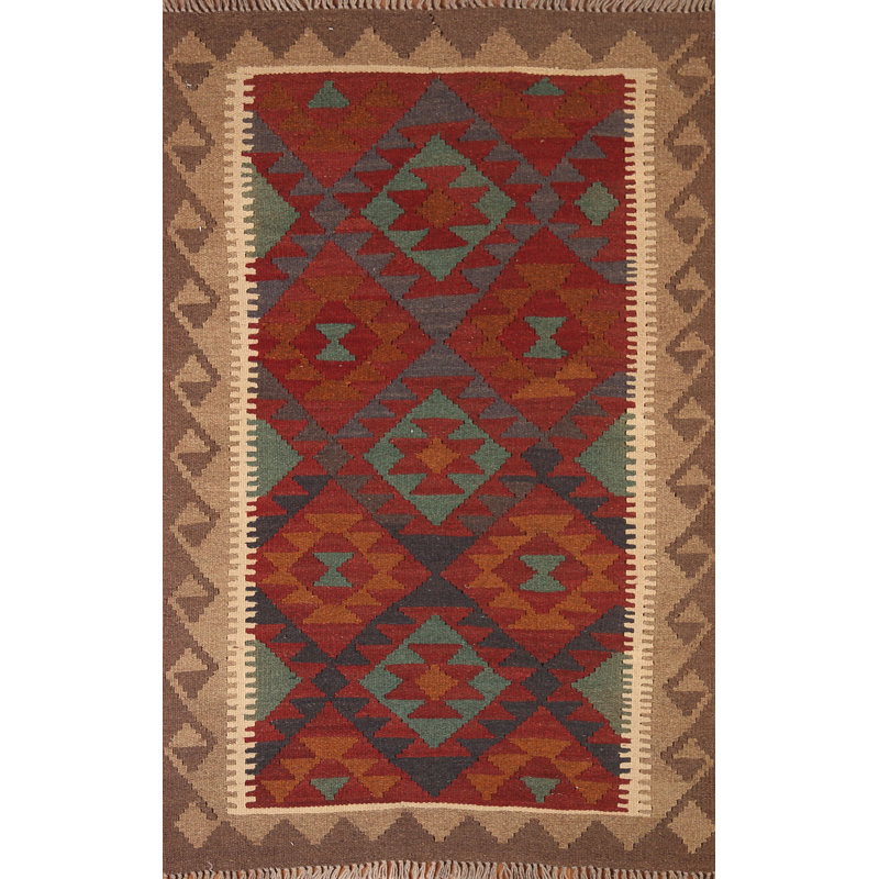 Tapis oriental en laine réversible kilim 3 x 5