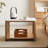 Modern Minimalist Oak Square Sintered Stone Mobile Side Table