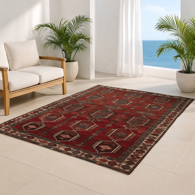 Tapis d'intérieur et d'extérieur noir Persian, Rectangulaire 3 pi x 5 pi