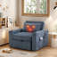 Fauteuil-lit 3 en 1 avec massage et chauffage, fauteuil convertible en lit avec dossier réglable, poches de rangement cachées, porte-gobelets, fauteuil-lit escamotable