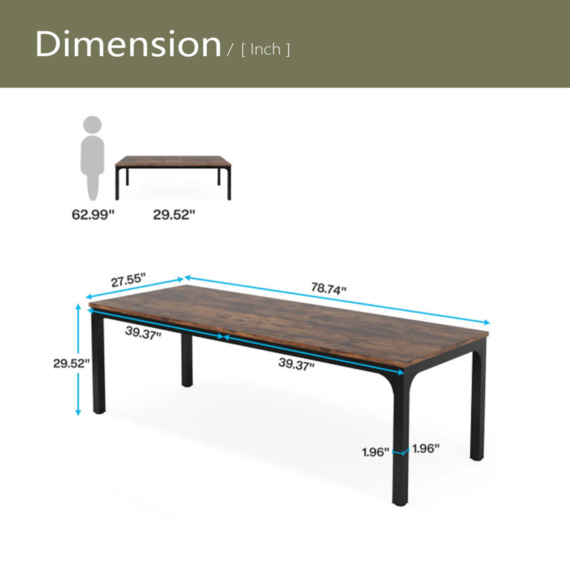 Practical Computer Desk,Rectangle Conference Table,Executive Desk, Brown/Black