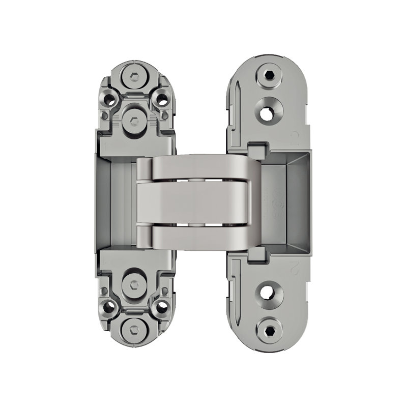 Charnière de porte invisible / dissimulée H 4,6 po x l 1,2 po Eclipse 2.0, Acier Inoxydable, Chrome mat
