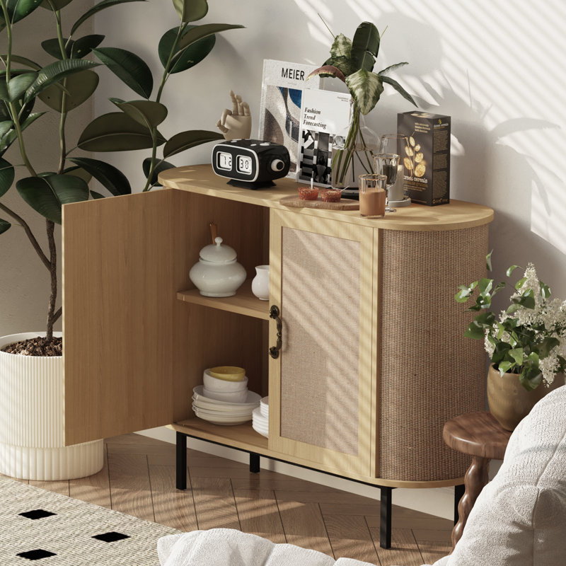 Ardzan 2-Door Accent Cabinet, Natural Wood