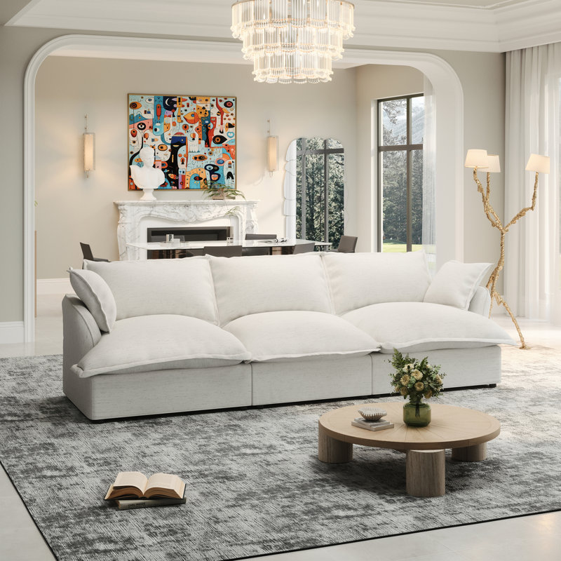 Canapé modulaire 3 places pour salon Rinnie, Blanc