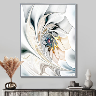 Art floral en verre coloré blanc - Grand art mural à motif floral sur toile