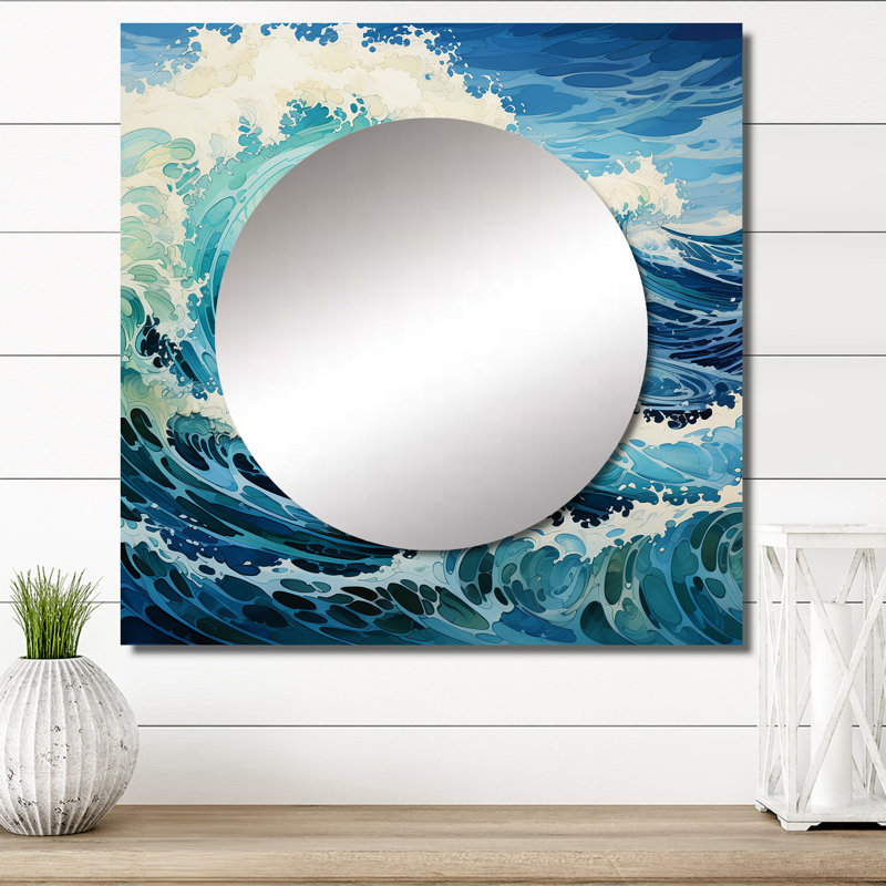 Melster - art mural miroir carré pour la salle de bain Beach & Ocean, 23 po x 23 po