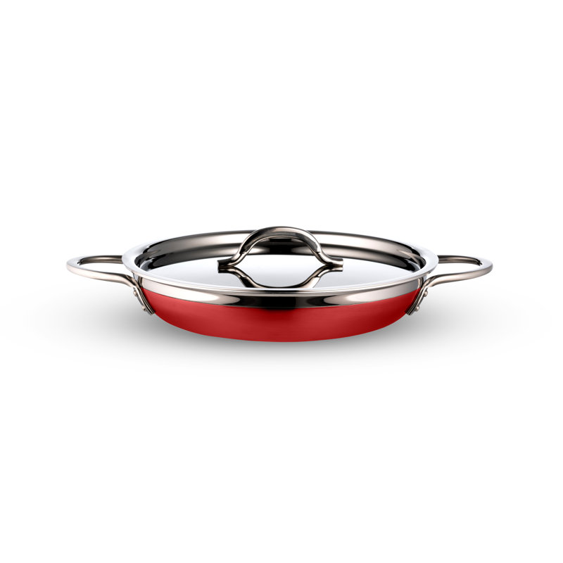 Sauteuse en acier inoxydable avec couvercle Bon Chef, Rouge, 2,38 pt