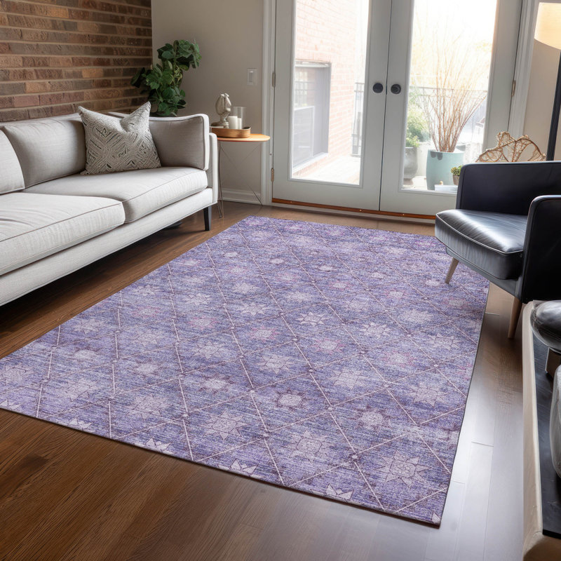 Machine Washable Indoor/Outdoor Xhevrie Purple Rug, Rectangle 8' x 10'