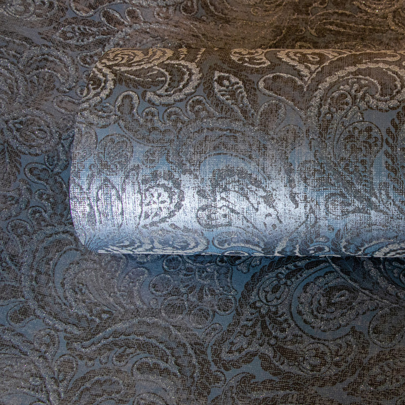 Adonea Aphrodite Glass Beads 3D Embossed 33' L x 21" W Wallpaper Roll, Midnight Blue