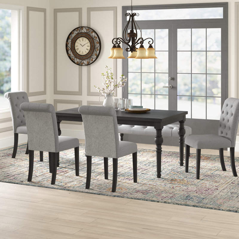 Ensemble de salle à manger Brookwood Wood, Gris, 6 (1 table + 4 chaises + 1 banc)