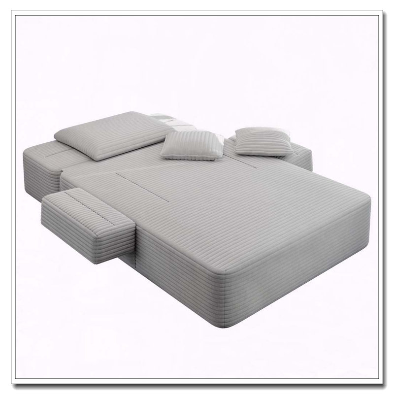 Chaise longue en velours côtelé avec 3 coussins, Gris clair
