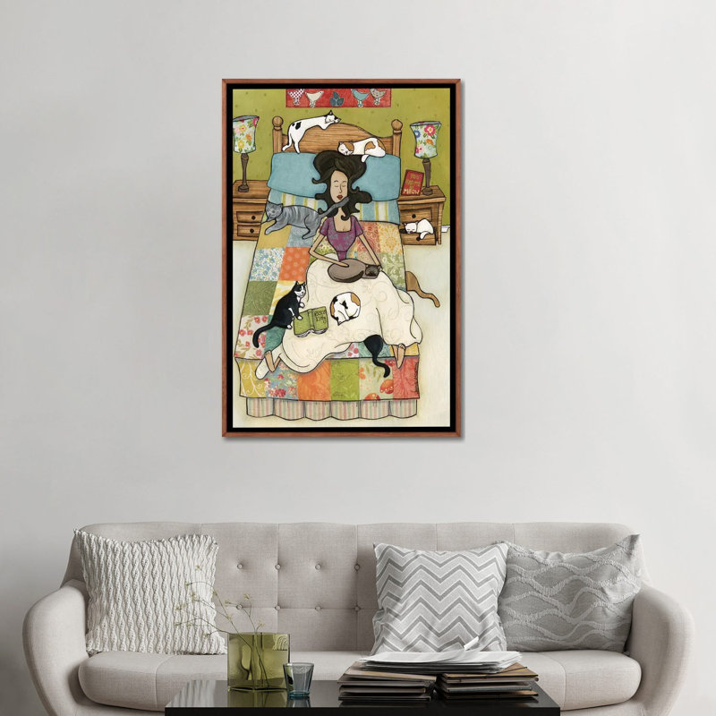 « Rescue kitties » par Jamie Morath-impression, H 48 po x l 32 po x P 1,5 po, Toile classique avec cadre brun, Pas de tapis