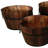 Set of Three Natural Wood Indoor Outdoor Round Pot Planters-124828247