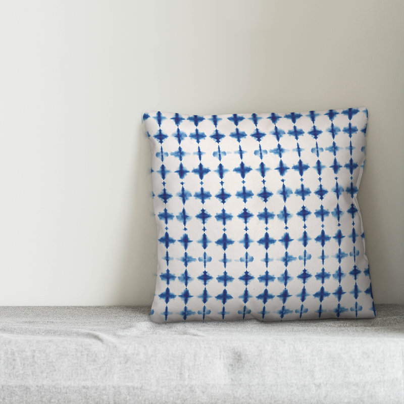  Watercolor Outdoor Pillow Cover & Insert, Polyester/Polyfill, 16" x 16", White/Blue