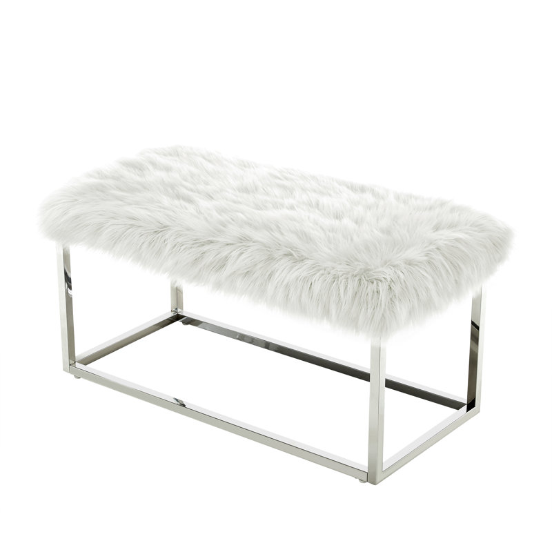 Banc de repose-pieds Renoir, Chrome, Blanc
