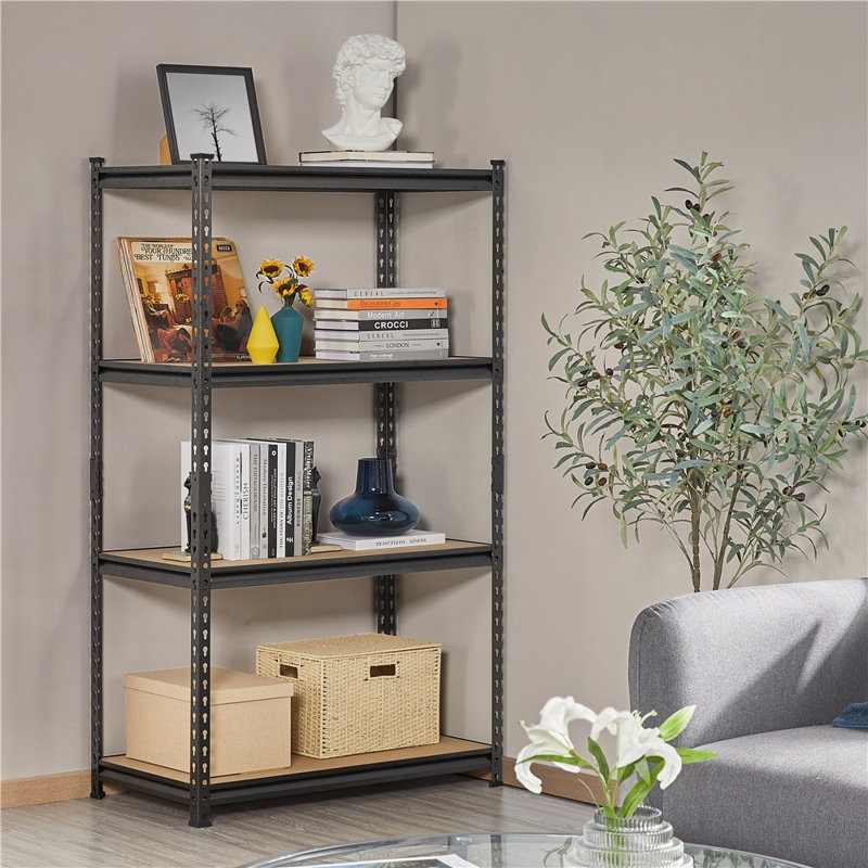 91cm W Steel Shelving Unit, Black