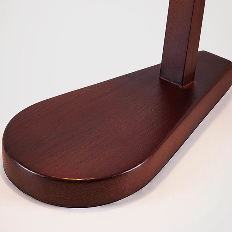 Petite lampe de table moderne en bois massif brun avec abat-jour en verre pour le salon de la chambre à coucher, ampoule incluse