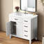 Meuble-lavabo 36 po avec lavabo en céramique, armoire de salle de bain avec tiroirs et armoire-1116730306