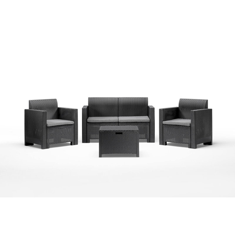 Lochie 4 - Person Patio Dining Set with , Cushions Included, Antracite