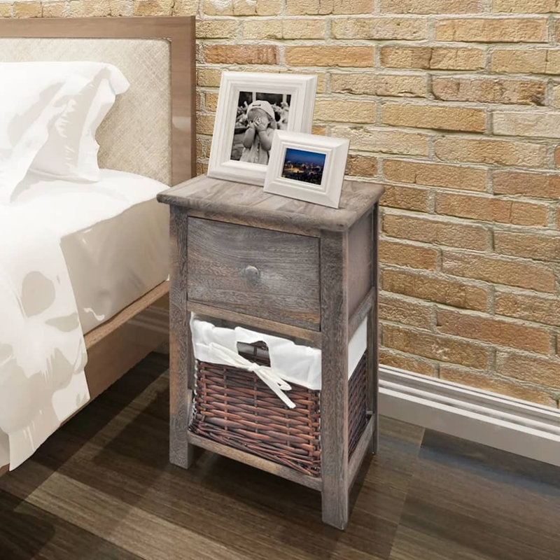 Breen 28cm W Bedside Table, Brown