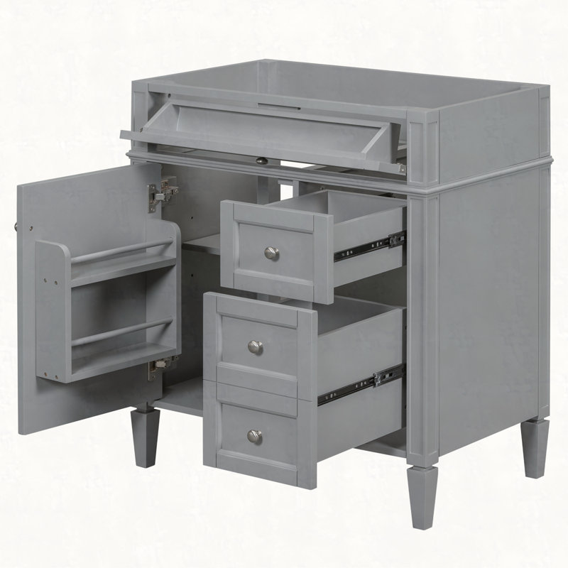 Meuble-lavabo de salle de bain de 30 po sans lavabo supérieur, armoire de rangement moderne avec 2 tiroirs et un tiroir rabattable (BASSIN INCLUS)