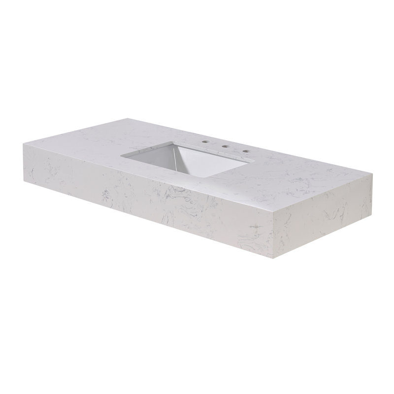 Plateau de meuble-lavabo simple 48 po blanc Aosta avec lavabo