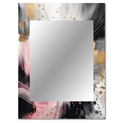 Pink Gold Texture Splash Marble III - Marble Decorative Wall Mirror, Pink Mirror, Printed Metal Art