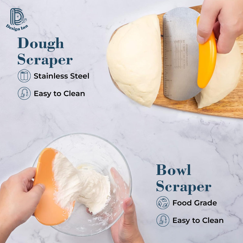 Bread Proofing Basket Set: 10" Oval & 9" Round with Liners, Dough Whisk, Lame, Scrapers & Sling