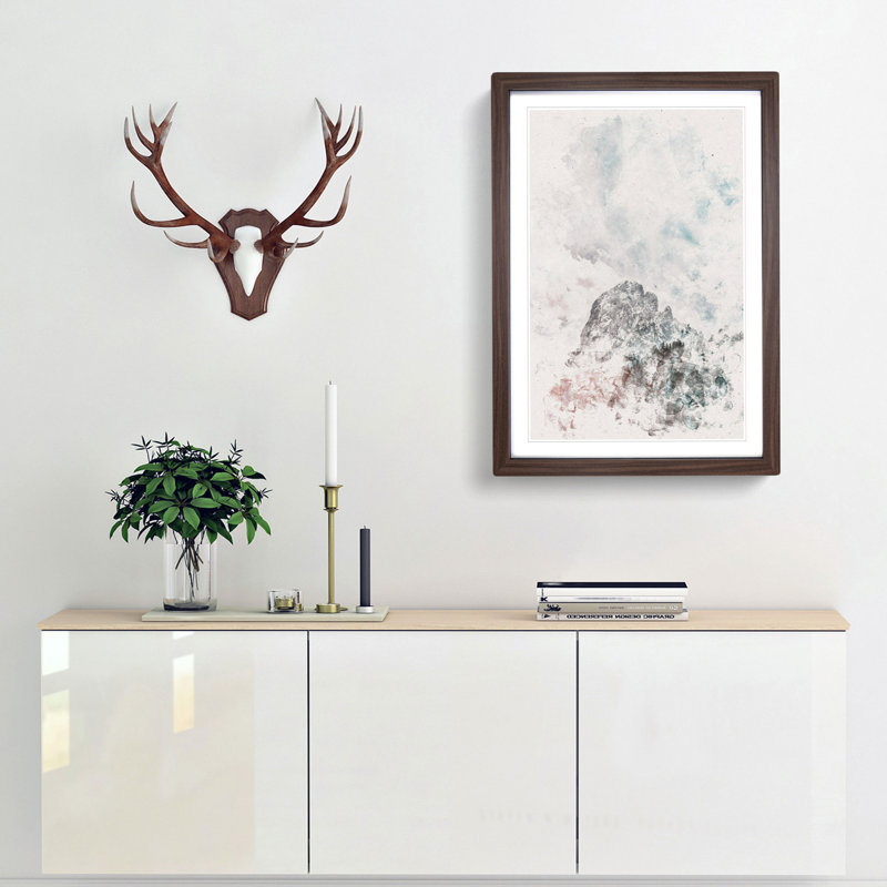 Mountain View - Picture Frame Painting Print, 45cm H x 33cm W x 2cm D, Walnut Framed