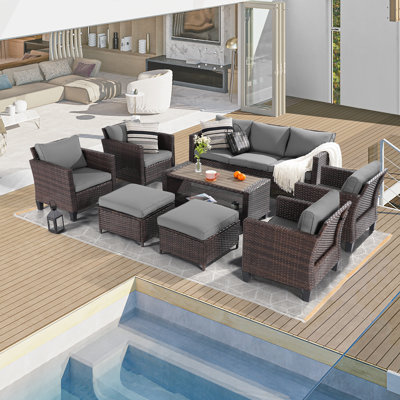 Kintuillang 9 - Person Outdoor Seating Group with Cushions by Red Barrel Studio