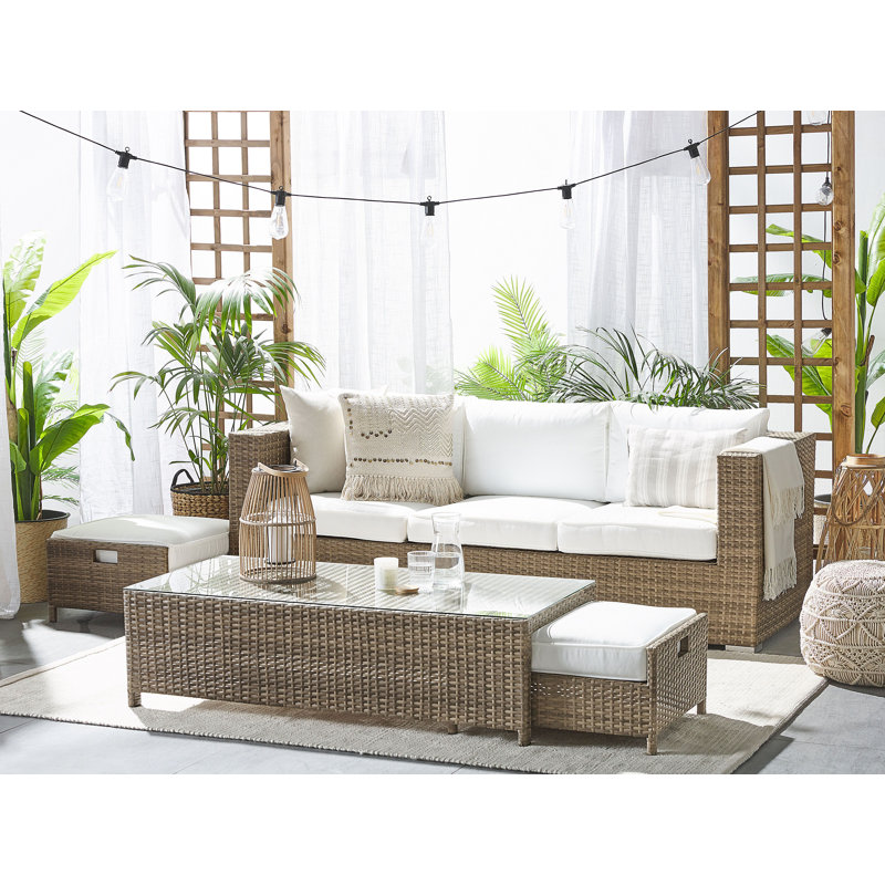 Canandaigua 3 Seater Rattan Sofa Set, White 