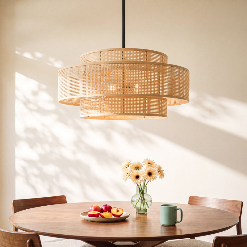 Dominique 3-Light Chandelier, Black/Natural