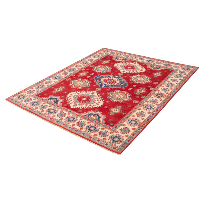 Tapis unique en laine noué à la main nouvel âge de 3 pi 2 po x 4 pi 1 po Beamond en rouge / noir / beige