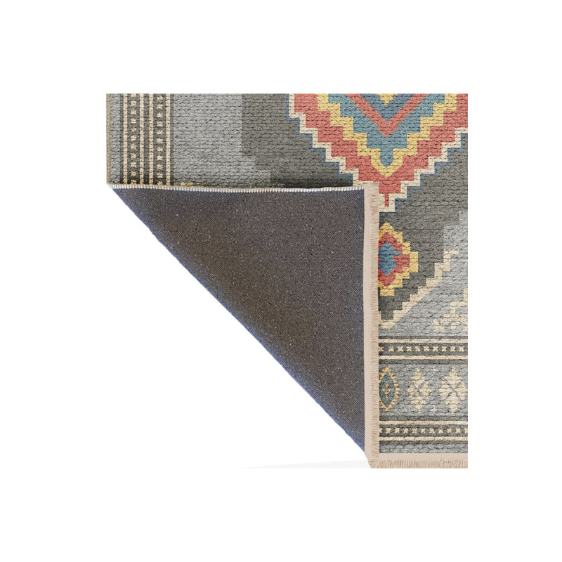 Tapis gris tissé traditionnel Mosso, 2'4" x 3'11"