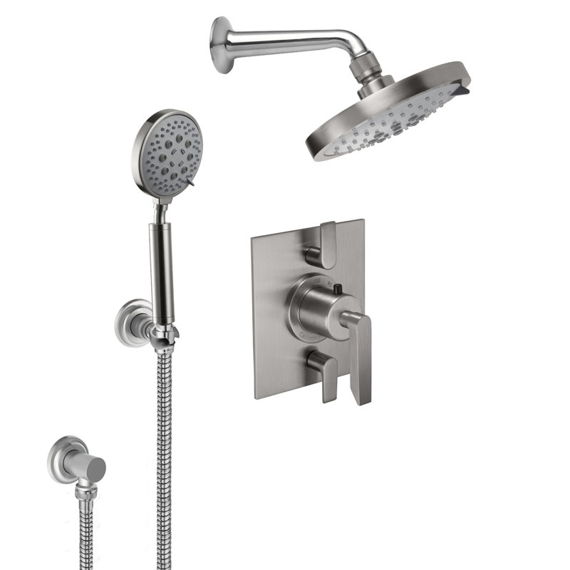Rincon Bay 2.5 GPM Styletherm 0.5" Thermostatic Shower System with Showerhead and Handshower on Hook, Polished Chrome