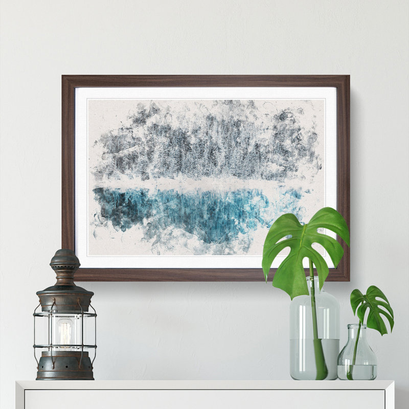 Forest Reflecting in Lake Louise - Picture Frame Painting Print, Walnut Framed, 40cm H x 60cm W x 2cm D