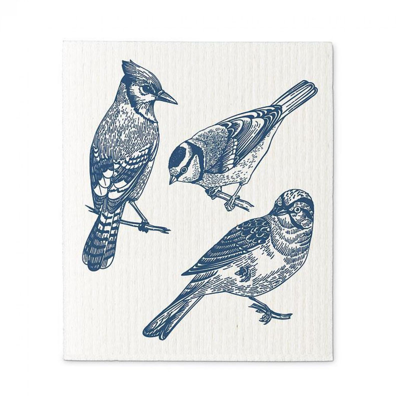 Ensemble de 2 débarbouillettes croquis d'oiseaux