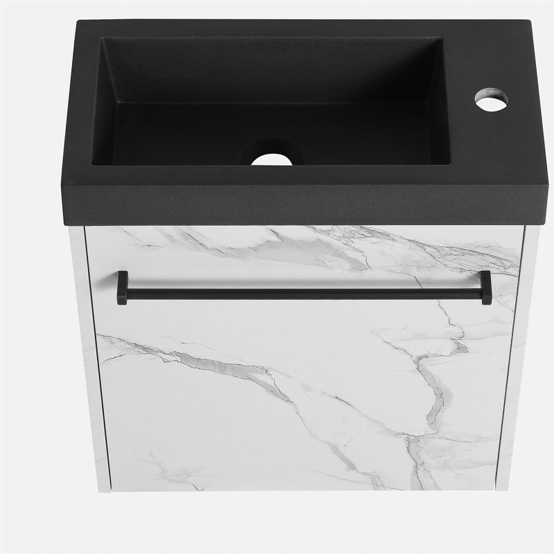Meuble-lavabo mural suspendu de 20 pouces avec lavabo en résine et porte à fermeture en douceur