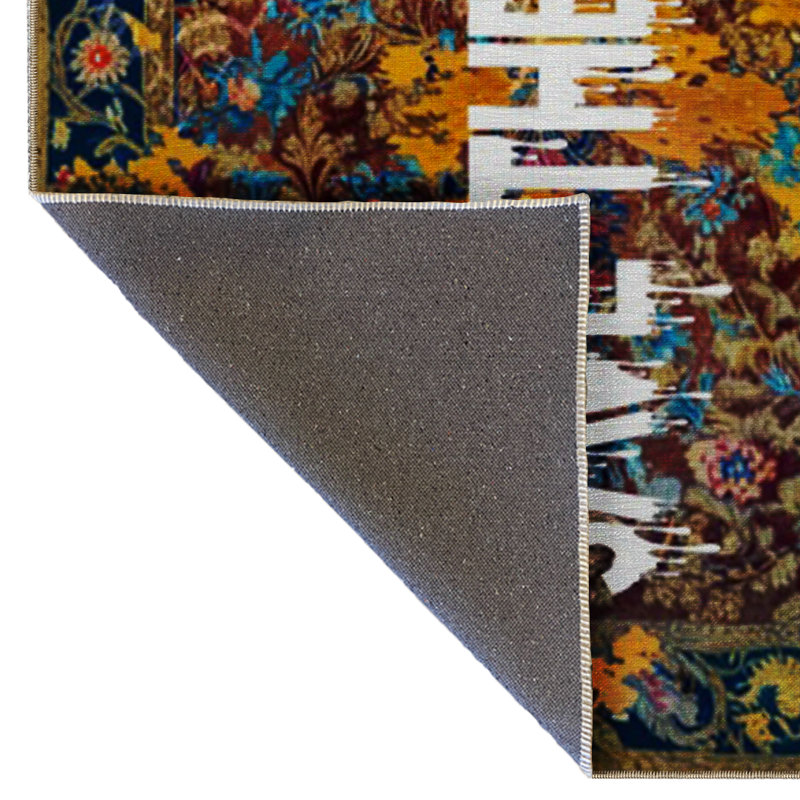Written Collection "Save The History" Text Patterned Floral Modern Decorative Rug, Runner 3'3.37" x 9'10.11"