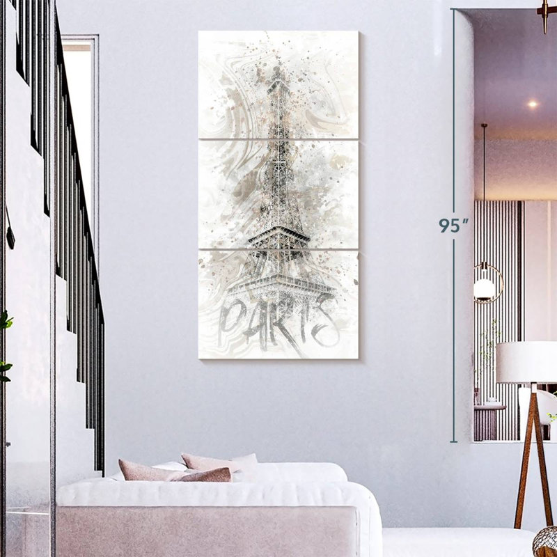 Monochrome Eiffel Tower, 75" H x 36" W