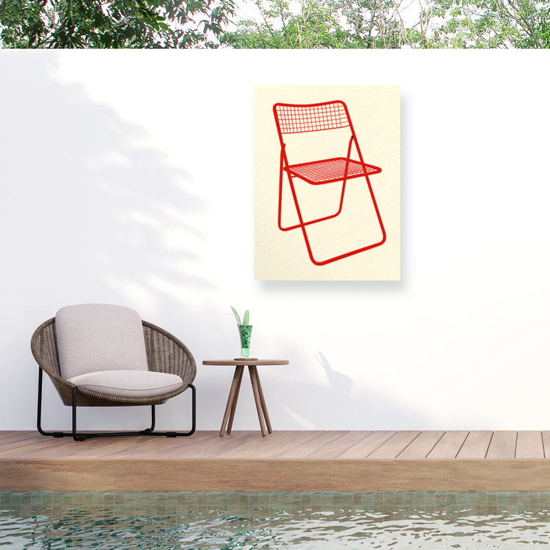 Chaise bolognaise bolologia rouge sur toile, H 19 po x l 14 po